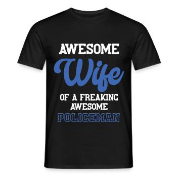 Femme forte : épouse d’un policier - T-shirt homme - noir - Devant - AI Model Male 178 light (178cm)