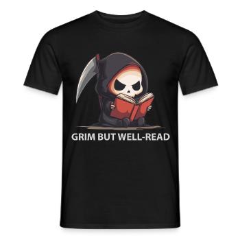 Reading Reaper – Humour noir mignon - T-shirt homme - noir - Devant - AI Model Male 178 light (178cm)