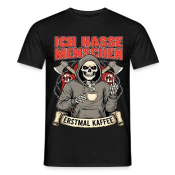 Ich Hasse Menschen Erstmal Kaffee Skelett Fun - Männer T-Shirt - Schwarz - Vorne - AI Model Male 178 light (178cm)