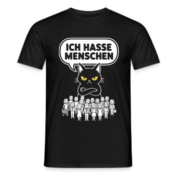 Ich Hasse Menschen Katze Lustig Sarkasmus - Männer T-Shirt - Schwarz - Vorne - AI Model Male 178 light (178cm)
