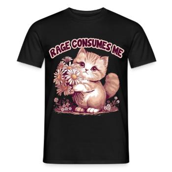Rage Consumes Me Funny Cat flower - Men's T-Shirt - black - Front - AI Model Male 178 light (178cm)
