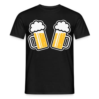 2 chopes de bière Santé ! Santé ! (Chopes de bière 3C) - T-shirt homme - noir - Devant - AI Model Male 178 light (178cm)