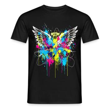 URBAN ANGEL WINGS SPLASH Graffiti Art - Männer T-Shirt - Schwarz - Vorne - AI Model Male 178 light (178cm)