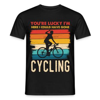 Happy Cyclist Retro Motif - Men's T-Shirt - black - Front - AI Model Male 178 light (178cm)