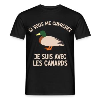 Si Vous Me Cherchez Je Suis Avec Les Canards - T-shirt homme - noir - Devant - AI Model Male 178 light (178cm)