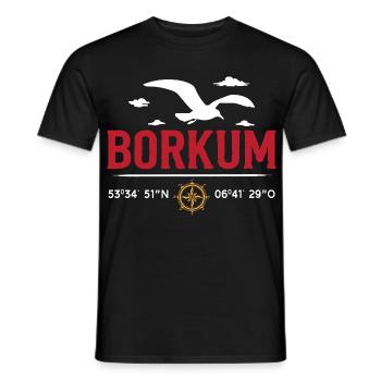 Nordsee Urlaub BORKUM INSEL Borkumer Lustiges - Männer T-Shirt - Schwarz - Vorne - AI Model Male 178 light (178cm)