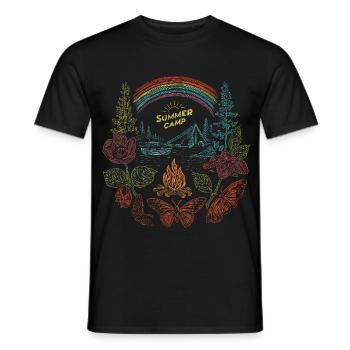 Summer Camp – Buntes Retro Naturdesign - Männer T-Shirt - Schwarz - Vorne - AI Model Male 178 light (178cm)