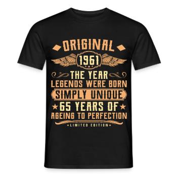Original 1961 Vintage Legend 65th Birthday - Men's T-Shirt - black - Front - AI Model Male 178 light (178cm)