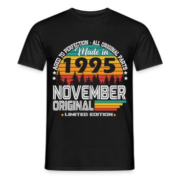 November 1995 Vintage Retro Birthday - Men's T-Shirt - black - Front - AI Model Male 178 light (178cm)