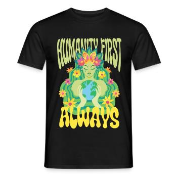 Menschlichkeit Equality Humanity First Always - Männer T-Shirt - Schwarz - Vorne - AI Model Male 178 light (178cm)