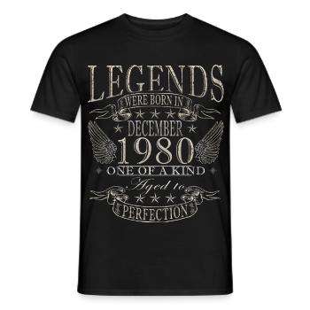 Anniversaire décembre 1980 Don décembre 1980 - T-shirt homme - noir - Devant - AI Model Male 178 light (178cm)
