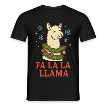 Funny Fa La La Llama Christmas Holiday Design - Men's T-Shirt - black - Front - AI Model Male 178 light (178cm)