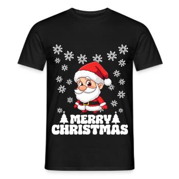 Weihnachtsmann Weihnachten Merry Christmas Schnee - Männer T-Shirt - Schwarz - Vorne - AI Model Male 178 light (178cm)