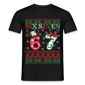 67 Christmas Funny Six Seven Meme - T-shirt homme - noir - Devant - AI Model Male 178 light (178cm)