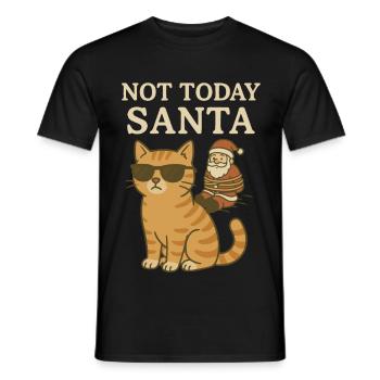 Nicht heute Weihnachtsmann-Lustiges Katzen-Weihnachtsdesign - Männer T-Shirt - Schwarz - Vorne - AI Model Male 178 light (178cm)