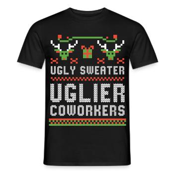 Ugly Sweater Christmas Party Office Colleagues Funny - Men's T-Shirt - black - Front - AI Model Male 178 light (178cm)