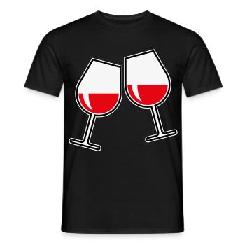 2 Rotweingläser (Rotwein / Wein / Bauchig / Zu 3C) - Männer T-Shirt - Schwarz - Vorne - AI Model Male 178 light (178cm)