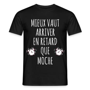 Spät ankommen – besser als hässlich, lustiges Zitat - Männer T-Shirt - Schwarz - Vorne - AI Model Male 178 light (178cm)