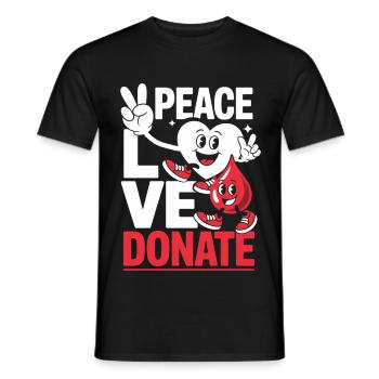 Peace Love Donate Blutspender Blutspende - Männer T-Shirt - Schwarz - Vorne - AI Model Male 178 light (178cm)