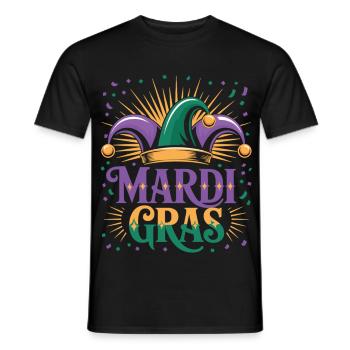 Mardi Gras T-Shirt – Narrenkappe Karneval Motiv - Männer T-Shirt - Schwarz - Vorne - AI Model Male 178 light (178cm)
