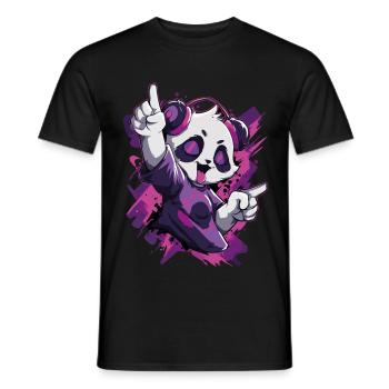 Party Panda Musik Spaß - Männer T-Shirt - Schwarz - Vorne - AI Model Male 178 light (178cm)