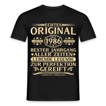 40th Birthday Real original siden 1986 - Mænd T-shirt - sort - Foran - AI Model Male 178 light (178cm)