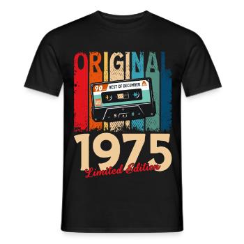 50e anniversaire cassette décembre 1975 - T-shirt homme - noir - Devant - AI Model Male 178 light (178cm)