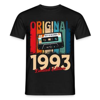 Cassette du 32e anniversaire décembre 1993 - T-shirt homme - noir - Devant - AI Model Male 178 light (178cm)