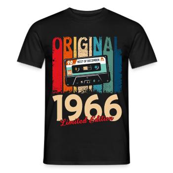 Cassette du 59e anniversaire décembre 1966 - T-shirt homme - noir - Devant - AI Model Male 178 light (178cm)