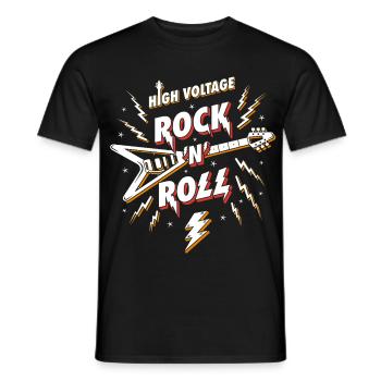 Hochspannungs-Rock'n'Roll-Gitarre - Männer T-Shirt - Schwarz - Vorne - AI Model Male 178 light (178cm)