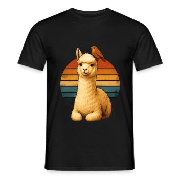 Alpaka Vogel Retro Tierfreunde - Männer T-Shirt - Schwarz - Vorne - AI Model Male 178 light (178cm)