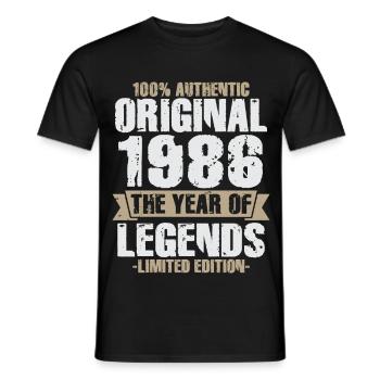 Original 1986 Vintage Vintage Anniversaire Rétro - T-shirt homme - noir - Devant - AI Model Male 178 light (178cm)