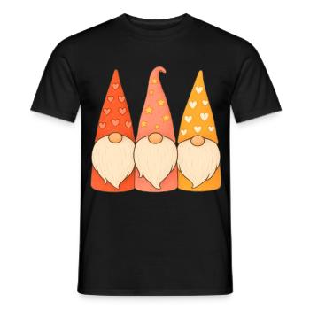 Gnomes Hearts Stars Weihnachtsfeiertag Spaß - Männer T-Shirt - Schwarz - Vorne - AI Model Male 178 light (178cm)