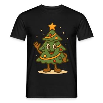 Lustiges Weihnachtsbaum-Cartoon-Winking-Design - Männer T-Shirt - Schwarz - Vorne - AI Model Male 178 light (178cm)