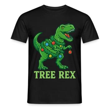 Tree Rex Dinosaur Christmas Family Fun - Men's T-Shirt - black - Front - AI Model Male 178 light (178cm)