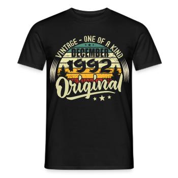 December 1992 - Vintage Authentic December 1992 - Men's T-Shirt - black - Front - AI Model Male 178 light (178cm)
