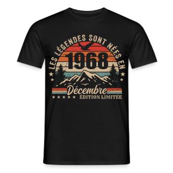 Retro December 1968 - 57th Anniversary Gift - Men's T-Shirt - black - Front - AI Model Male 178 light (178cm)