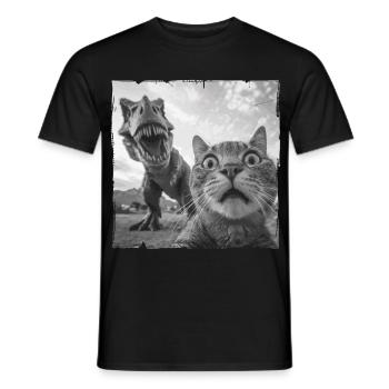 Selfie de chat avec motif chaos T Rex - T-shirt homme - noir - Devant - AI Model Male 178 light (178cm)