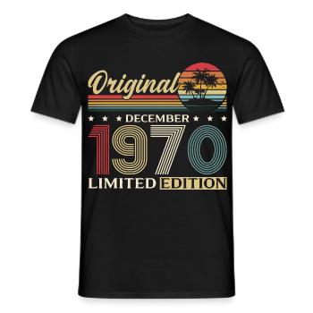55e anniversaire Original Décembre Né en 1970 - T-shirt homme - noir - Devant - AI Model Male 178 light (178cm)