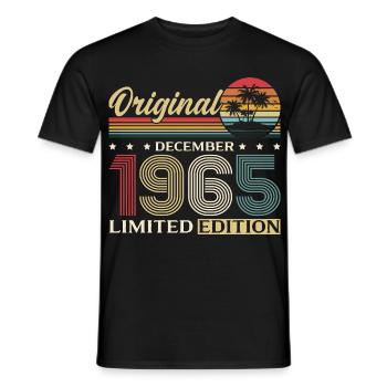 60. Geburtstag Original Dezember Jahrgang 1965 - Männer T-Shirt - Schwarz - Vorne - AI Model Male 178 light (178cm)