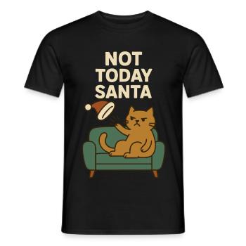 Pas aujourd’hui Humour drôle de chat de Noël - T-shirt homme - noir - Devant - AI Model Male 178 light (178cm)