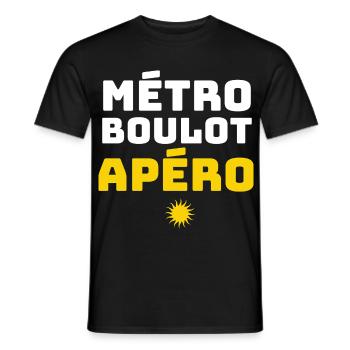 Métro Boulot Apéro Humour Routine Travail Soirée - T-shirt homme - noir - Devant - AI Model Male 178 light (178cm)