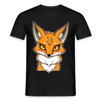 Fuchs Kopf Cartoon Illustration - Männer T-Shirt - Schwarz - Vorne - AI Model Male 178 light (178cm)