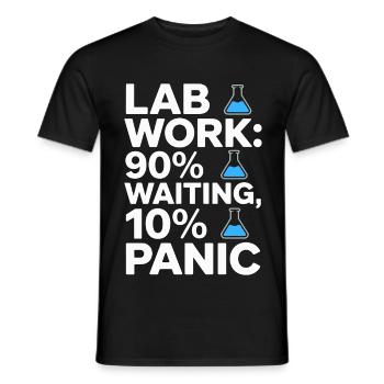 Travail de laboratoire 90 % Attente 10 % Laboratoire clinique panique - T-shirt homme - noir - Devant - AI Model Male 178 light (178cm)