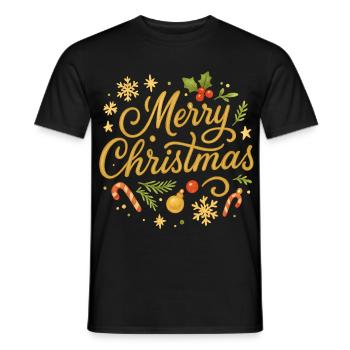 Merry Christmas Deko Schmuck - Männer T-Shirt - Schwarz - Vorne - AI Model Male 178 light (178cm)