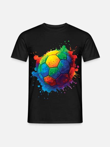 Color Splash Multicolor Fußball - Männer T-Shirt - Schwarz