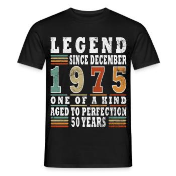 Cadeau d’anniversaire de décembre 1975 - T-shirt homme - noir - Devant - AI Model Male 178 light (178cm)
