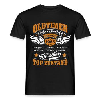 Oldtimer Dezember 1965 | Geburtstag Geschenk - Männer T-Shirt - Schwarz - Vorne - AI Model Male 178 light (178cm)