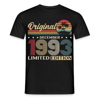 32e anniversaire Original décembre Né en 1993 - T-shirt homme - noir - Devant - AI Model Male 178 light (178cm)