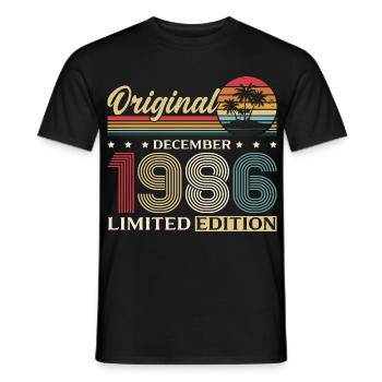 39e anniversaire Original décembre Né en 1986 - T-shirt homme - noir - Devant - AI Model Male 178 light (178cm)